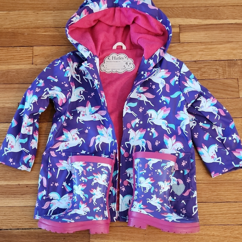 Hatley Kids' Purple Unicorn Raincoat & Boots - Picture 2 of 2